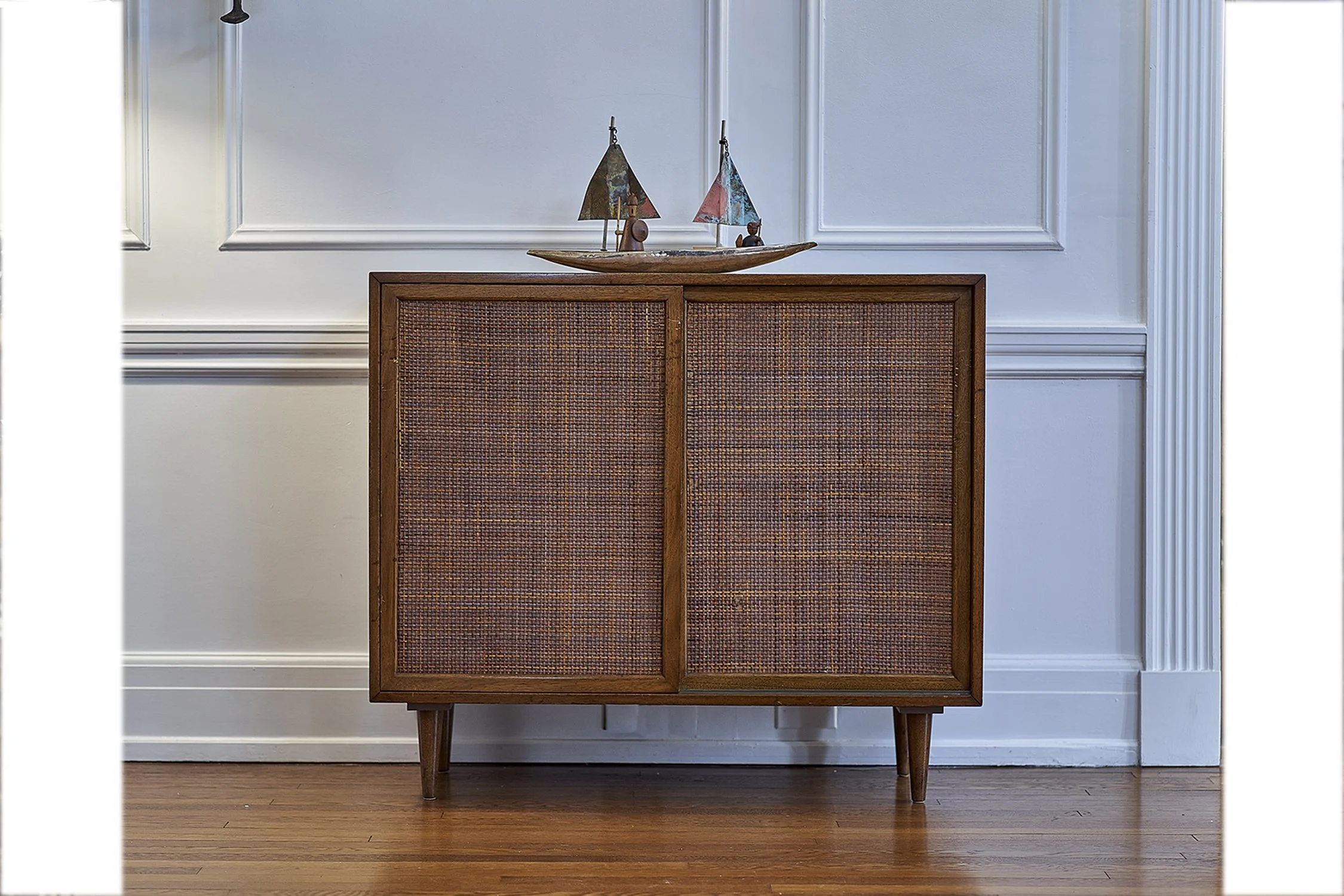 Harvey Probber Cabinet with Sliding Cane Doors circa 1950s — The S